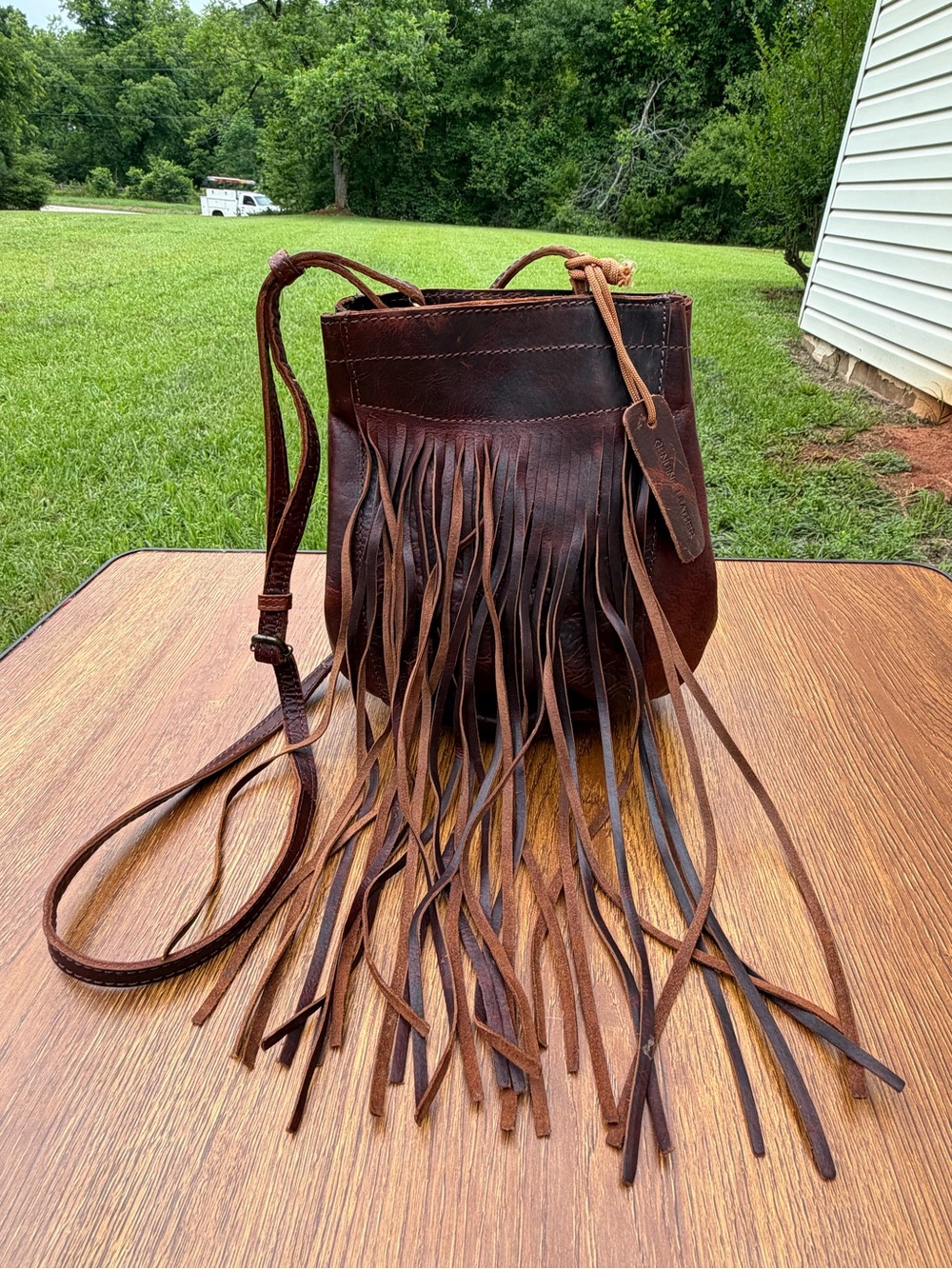Genuine Leather Fringe Crossbody Bag Brown Boho Western Festival Purse - Picture 5 of 15